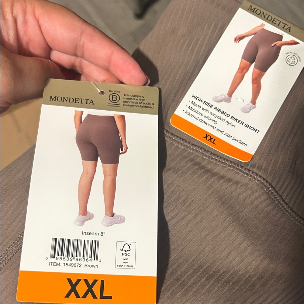 Mondetta Women's Ribbed Bike Shorts - Brown